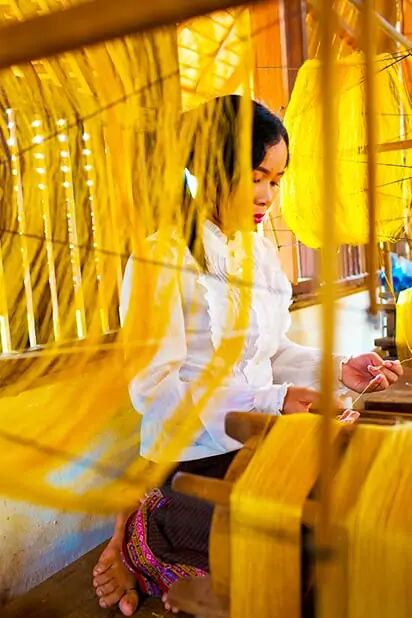 Khmer silk weaving artisan